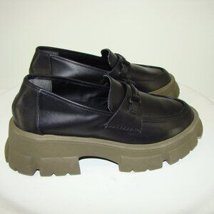 New Steve Madden Trifecta Black/Olive Platform Bit Loafers Sz 9.5 $100 C116